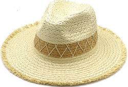 Ibiza hoed doorgestikt, naturel