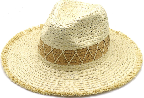 Ibiza hoed doorgestikt, naturel