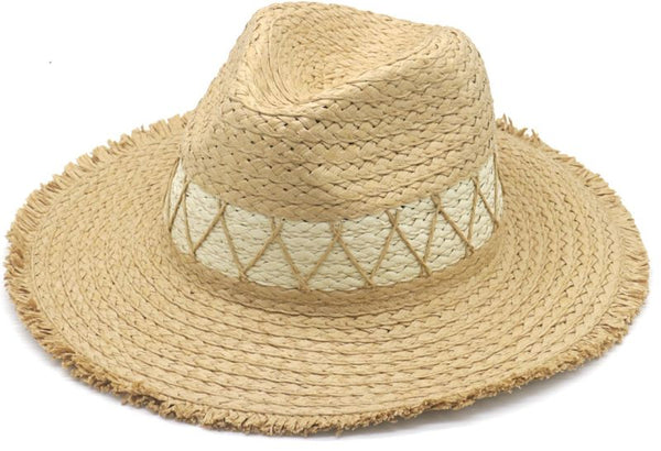 Ibiza hoed doorgestikt, beige