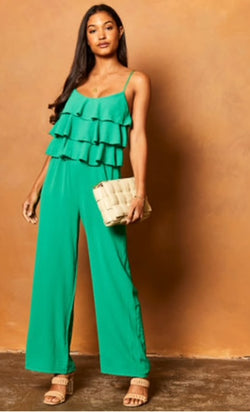 Jumpsuit Ruffel, appeltjes groen