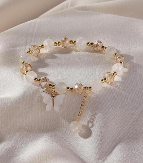 Armband butterfly, wit/goud