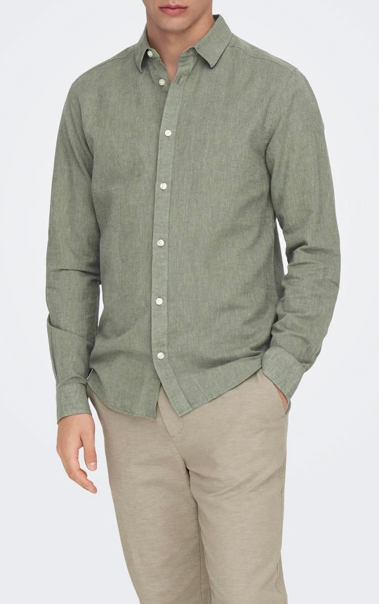 Heren SLIM FIT OVERHEMD, old green