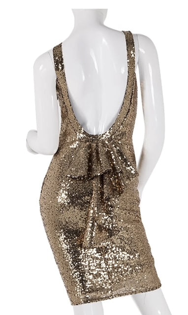 Party Collectie, halter jurkje Dunja , goud glitter