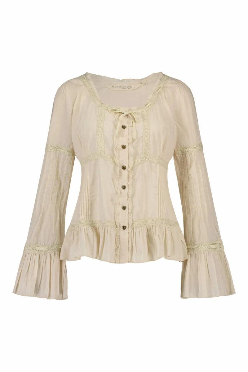 Boho Blouse Es Vedra – Cream SKU: Isla Ibiza Bonita-8123510