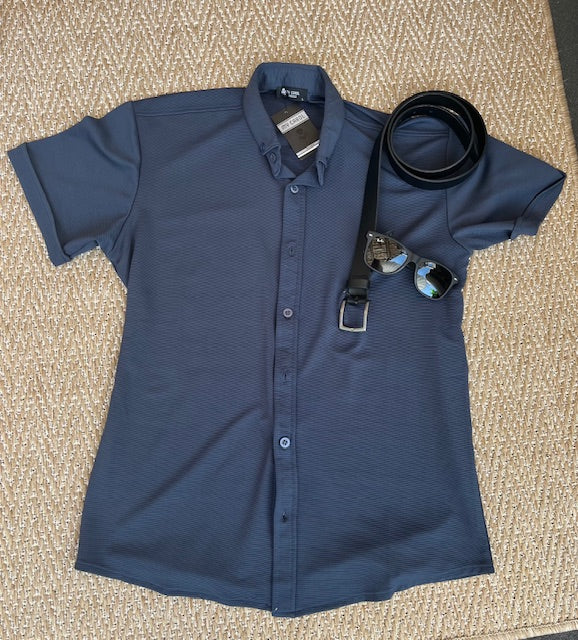 Heren Italiaanse Polo button, midden blauw