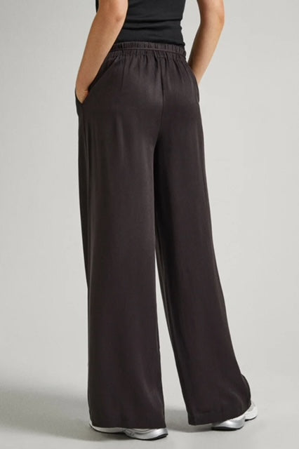 Broek met koord satin, bruin