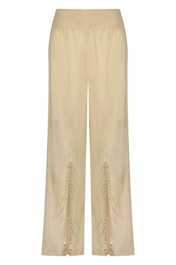 Isla Ibiza Bonita Long Wide Embroidered Pants Fiesta – Sand SKU: Isla Ibiza Bonita-8123200-Khaki