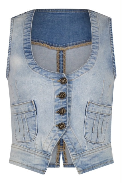 Denim Gilet Eivissa – Blue SKU: 8123404-Denim / Jeans