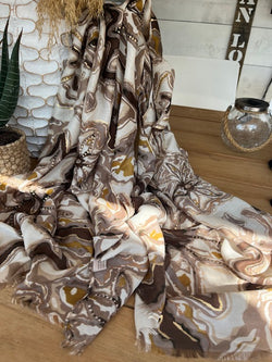 Sjaal Flowers, beige/taupe/oker geel