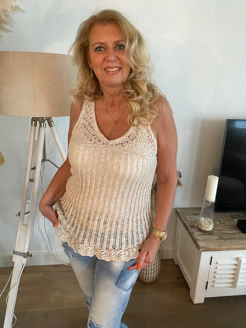 Isla Ibiza Bonita Knitted Singlet Beso – Beige