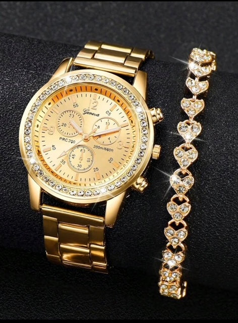 Horloge gold met strass