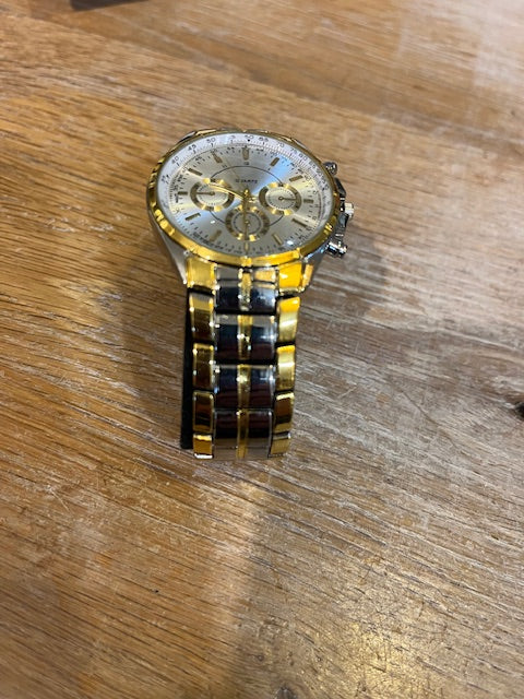 Heren horloge staal goud/zilver