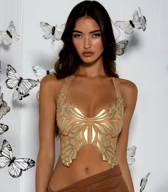 Party Butterfly Top, beige