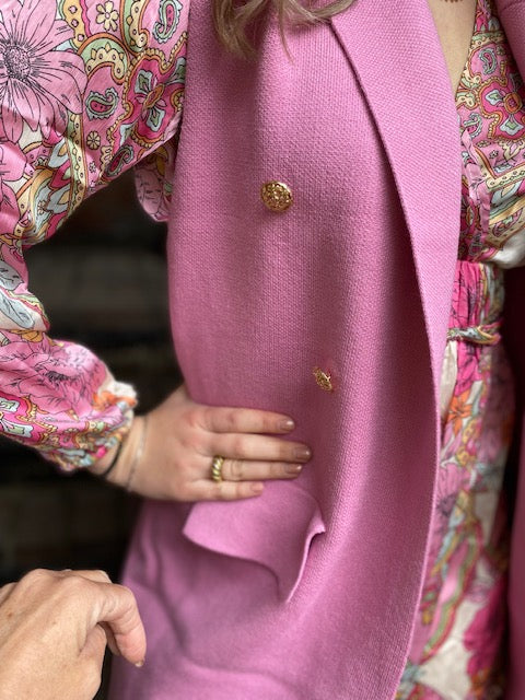 Vest button lang, mouwloos , roze
