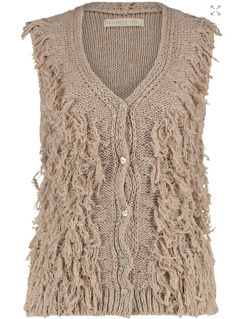 Isla ibiza bonita Short Knitted Fringed Gilet Nuno Summer – Khaki 8123316