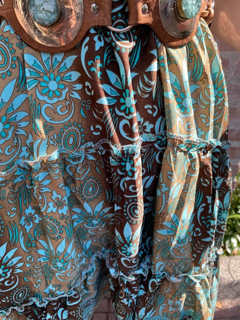 Tuniek/jurk stroken met strik aqua/groen