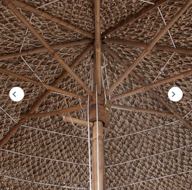 Ibiza raffia parasol op houten voet naturel