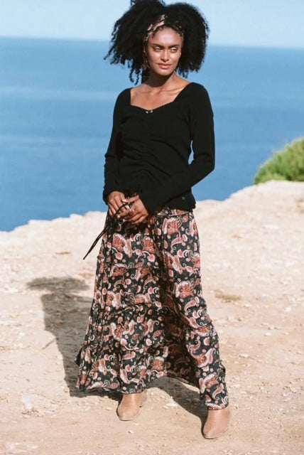Isla Ibiza Bonita Maxi Skirt Paisley Fiesta – Black 8222804