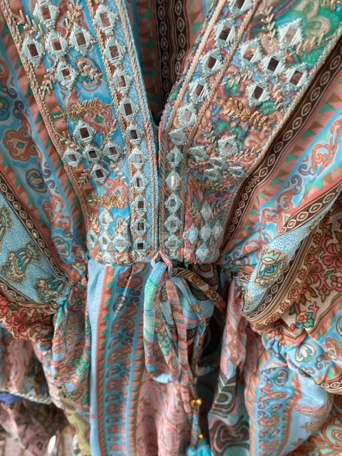 Tuniek/jurkje shanna met palletjes blauw/roze